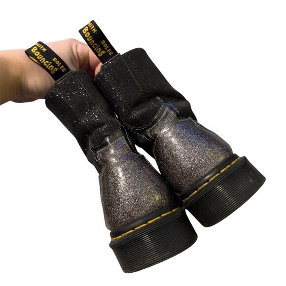 Dr. Martens Womens Sz 7 Black Glitter Flame Boots 1460 Pascal - Picture 3 of 6